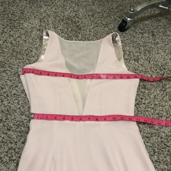 Paper Crown Bridesmaids Dress Size 2 Blush Pink Sheer Plunge Neck - Picture 5 of 9